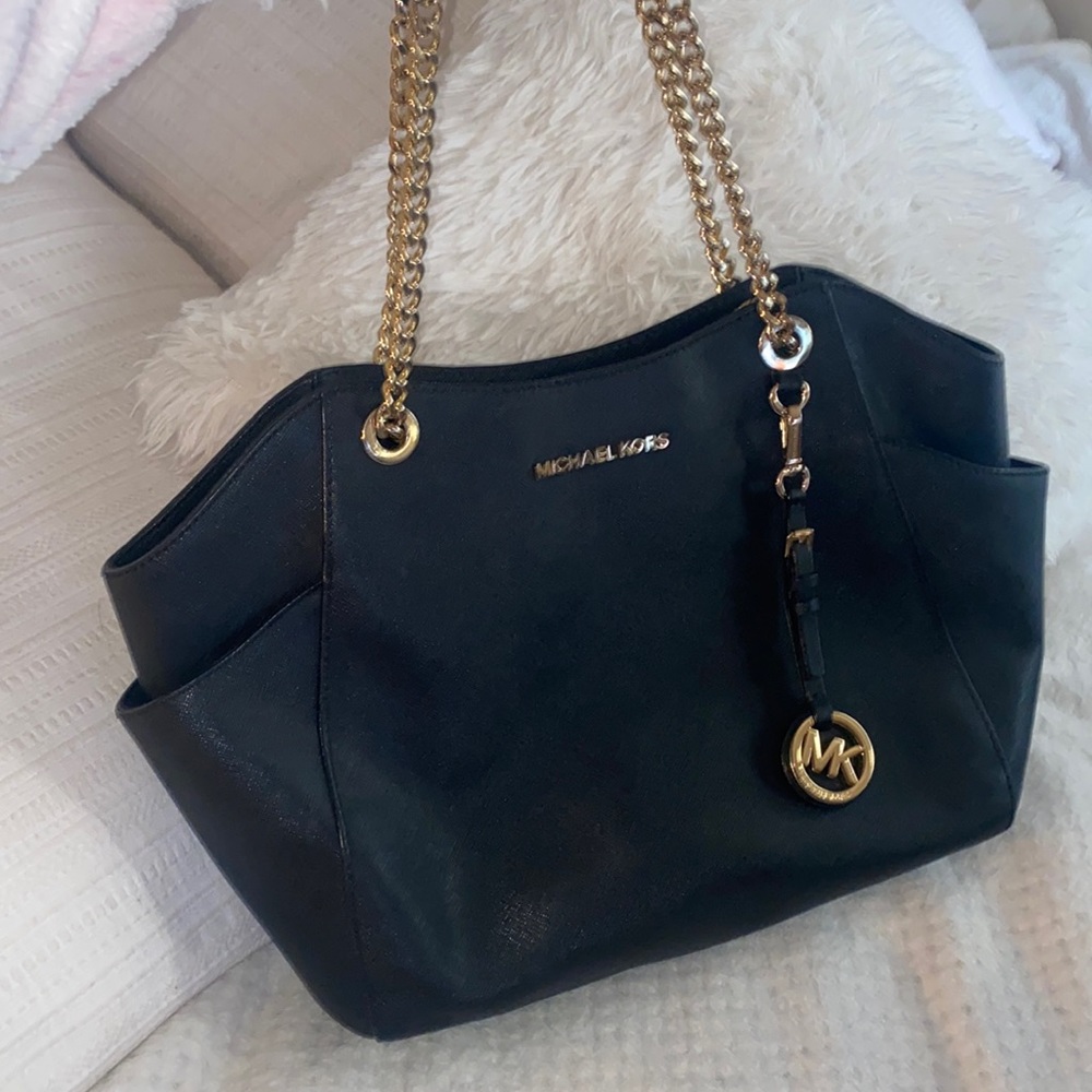 Black Michael Kors bag with gold chain
